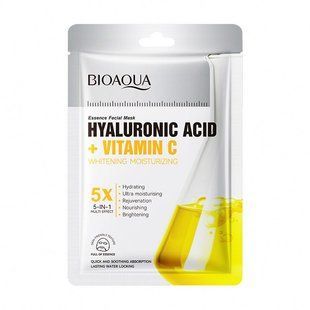 Зволожувальна тканинна маска BIOAQUA з гіалуроновою кислотою та вітаміном C 00140 фото