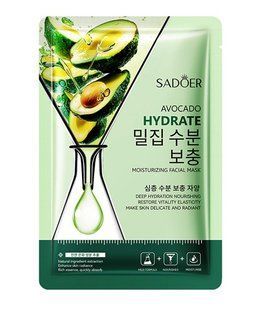 Зволожувальна тканинна маска SADOER Avocado з екстрактом авокадо, 25 г 00141 фото
