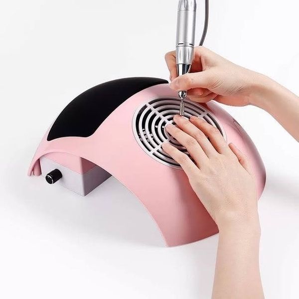 Витяжка для манікюру та педікюру з регулятором Nail Dust Collector BQ-607 на 80 Вт Рожева 1592 фото