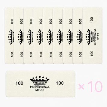 Баф для манікюру брусок Master Professional 100/100, багаторазовий, білий, 10 шт