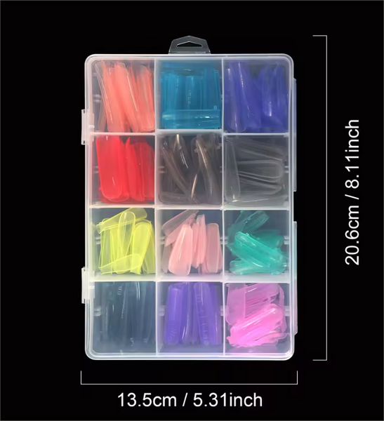 Набір верхніх форм для нарощування нігтів MIX Color, 144 шт, 12 розмірів, багаторазові 0874 фото